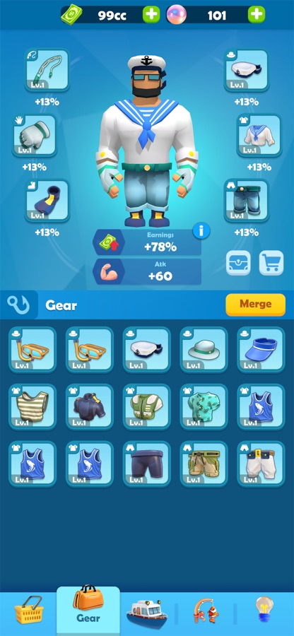 Gear screen with a sailor figure